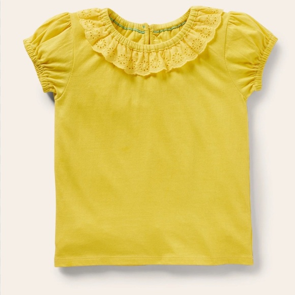 Mini Boden Golden Yellow Lace Collar Tee Shirt - Picture 1 of 6
